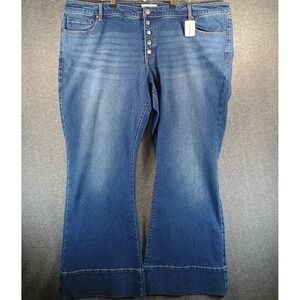 NWT Lane Bryant Signature Fit Flare Jeans Womens 28 Long Button Fly Flex Magic